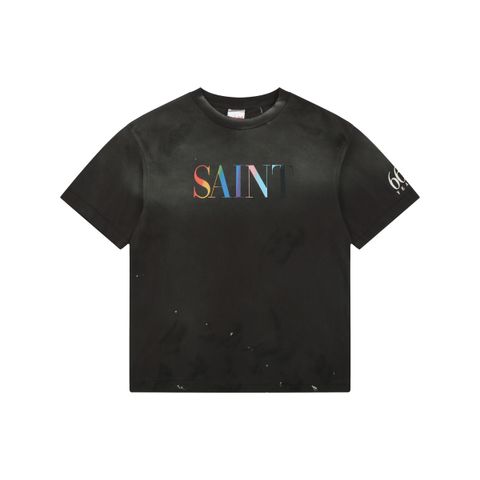 Saint Michael rainbow SAINT black T-shirt