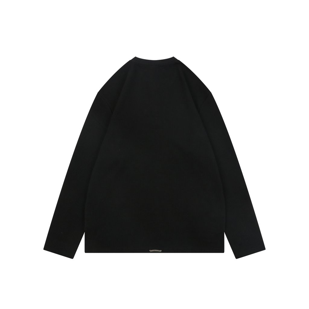 Chrome Hearts black waffle Henley long sleeve