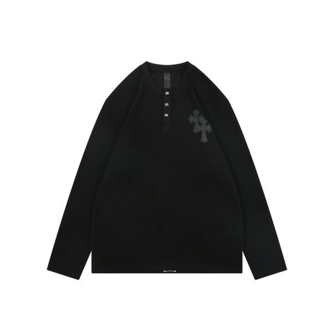 Chrome Hearts black waffle Henley long sleeve