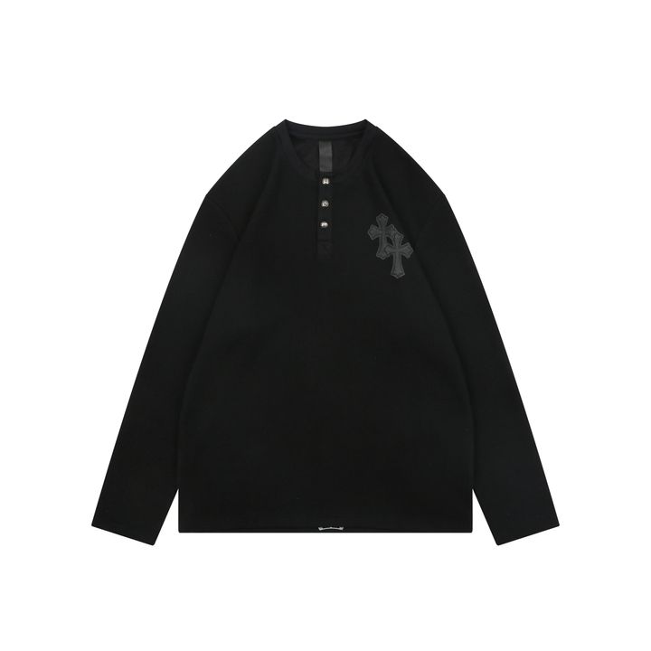 Chrome Hearts black waffle Henley long sleeve