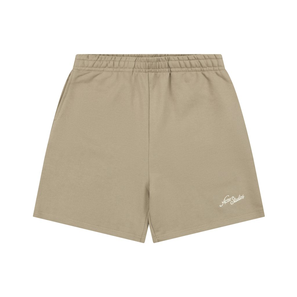Acne Studios khaki embroidered cotton shorts