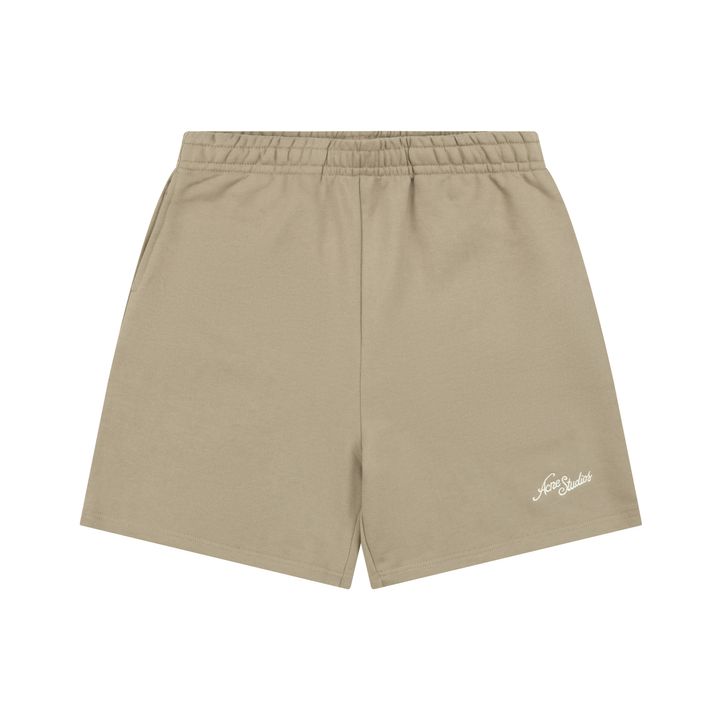 Acne Studios khaki embroidered cotton shorts