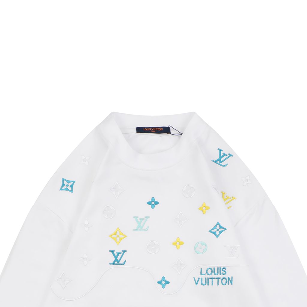 230g cotton monogram embroidery crew neck