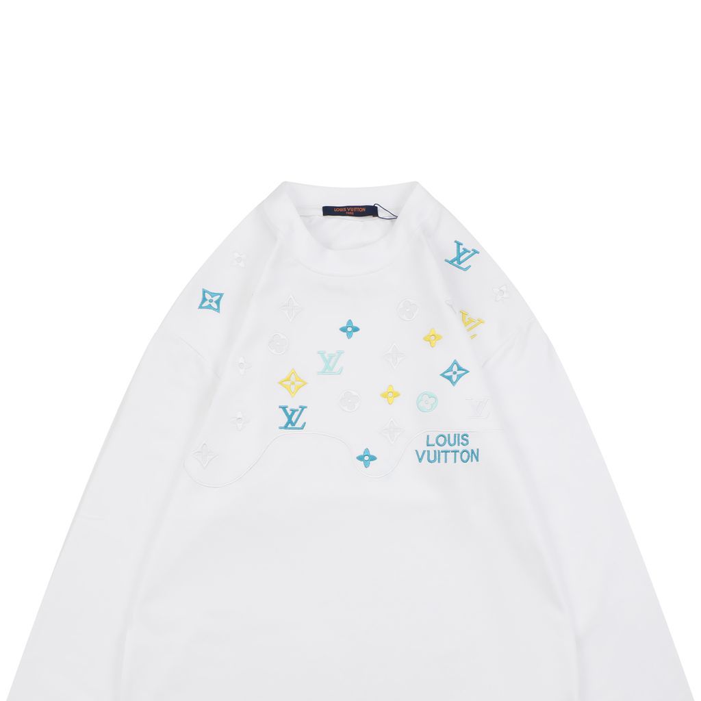 230g cotton monogram embroidery crew neck