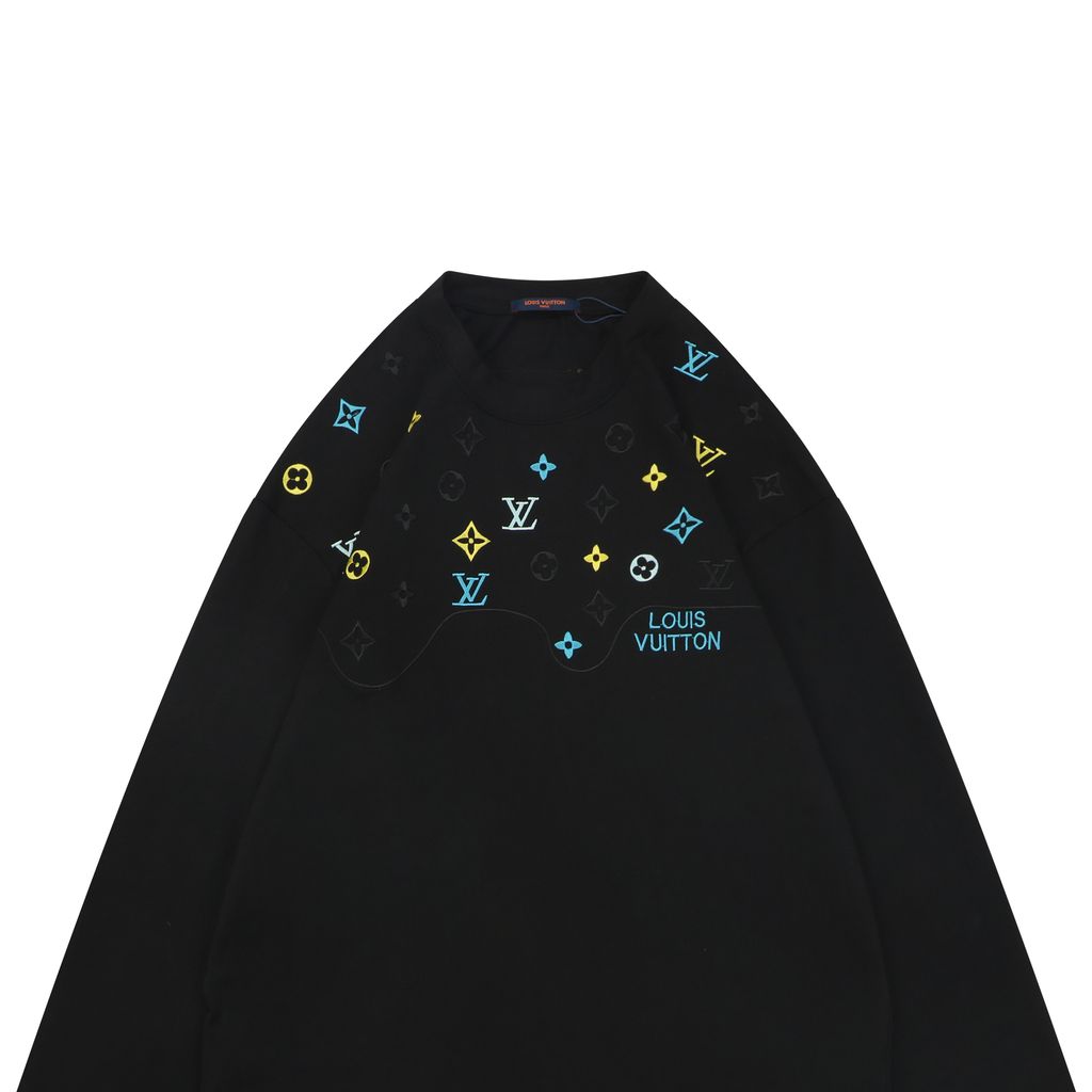 230g cotton monogram embroidery crew neck