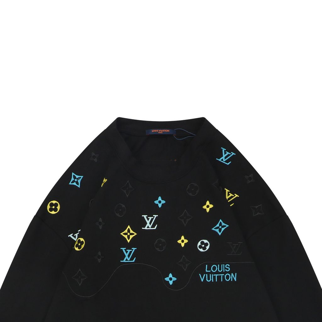 230g cotton monogram embroidery crew neck