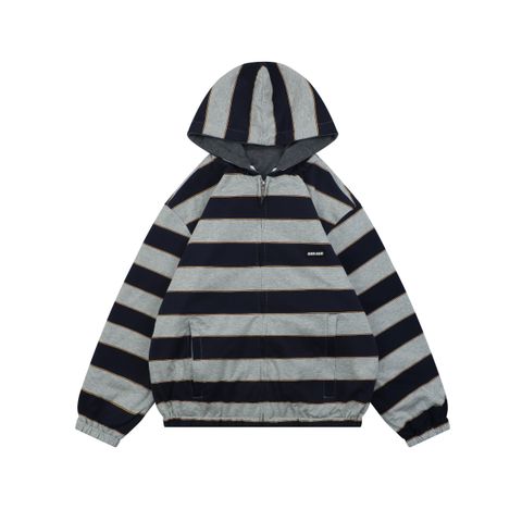 Miu Miu navy stripe reversible hooded jacket