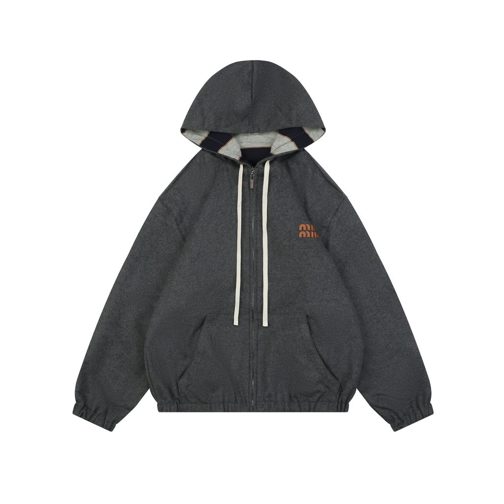 Miu Miu navy stripe reversible hooded jacket