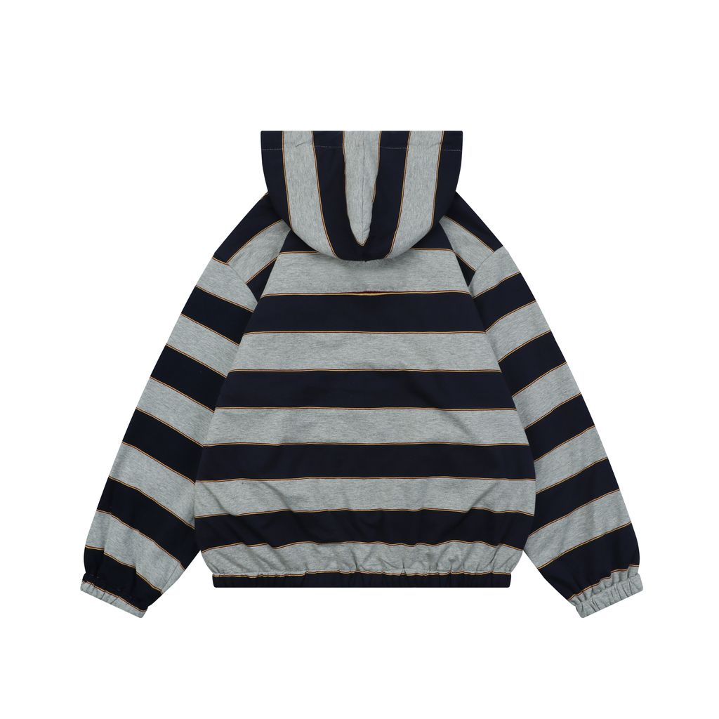 Miu Miu navy stripe reversible hooded jacket