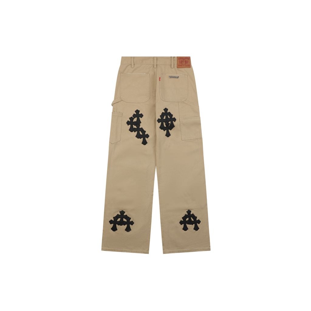 Chrome Hearts black khaki cross patch jeans