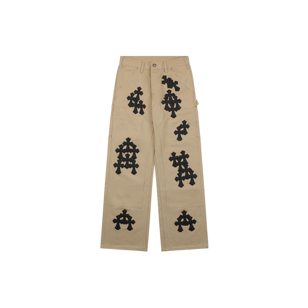 Chrome Hearts black khaki cross patch jeans