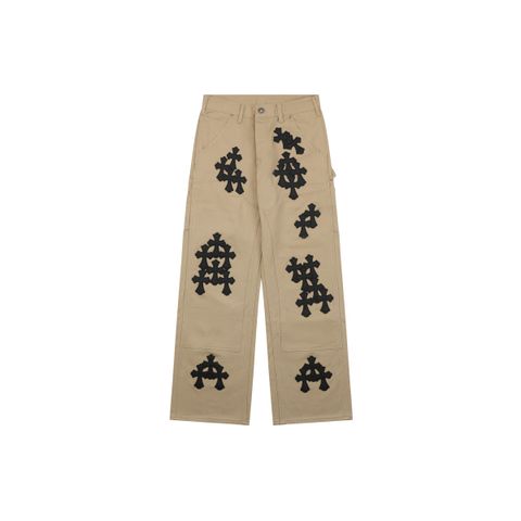 Chrome Hearts black khaki cross patch jeans
