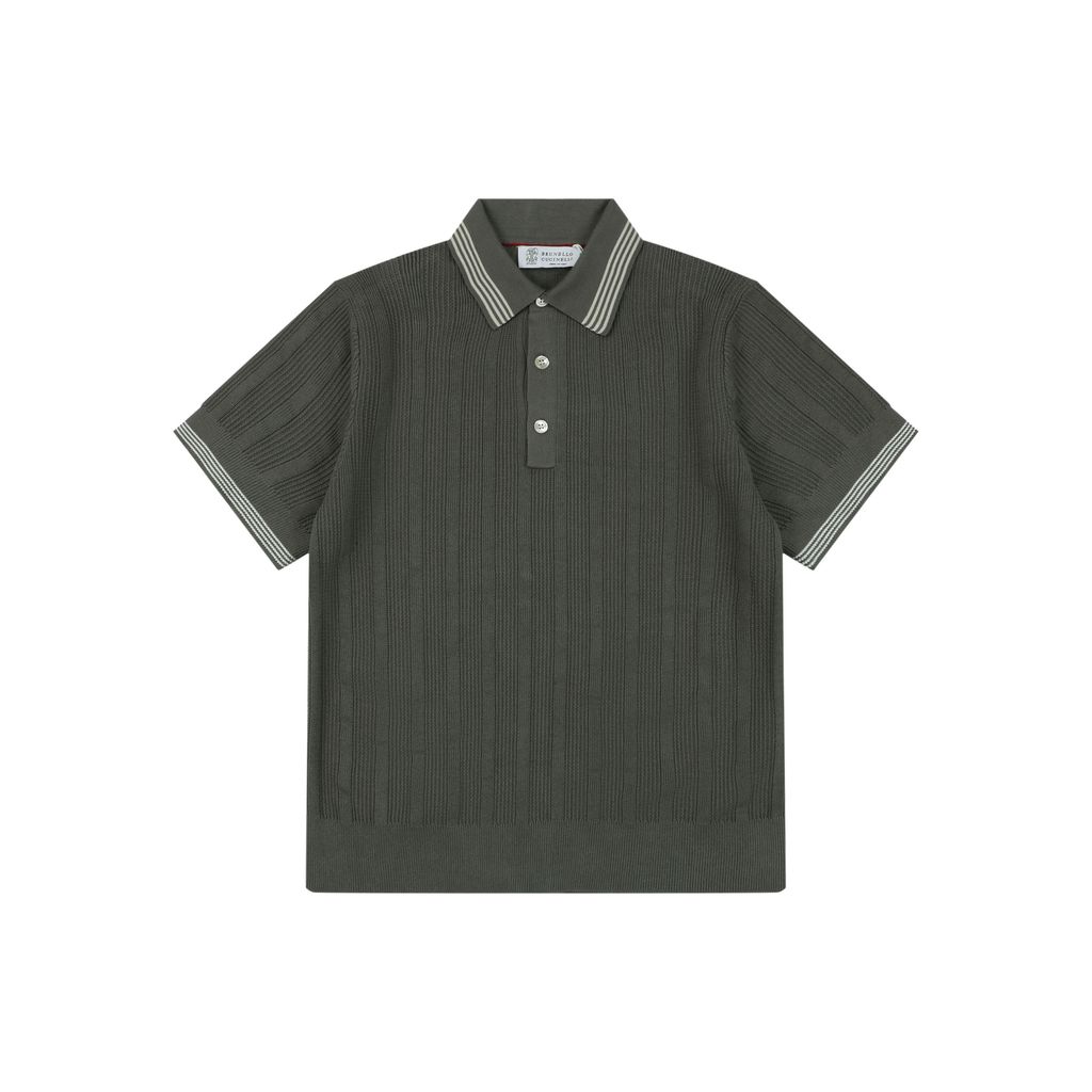 Brunello Cucinelli contrast stripe collar Polo