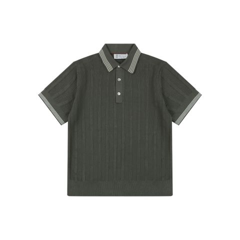 Brunello Cucinelli contrast stripe collar Polo