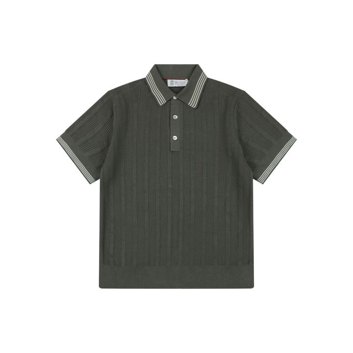 Brunello Cucinelli contrast stripe collar Polo