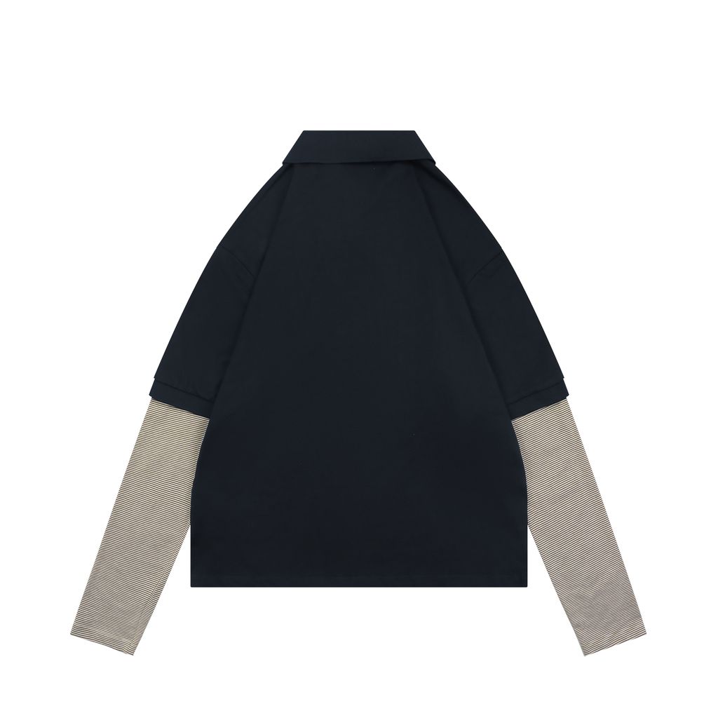 Miu Miu navy layered striped Polo shirt