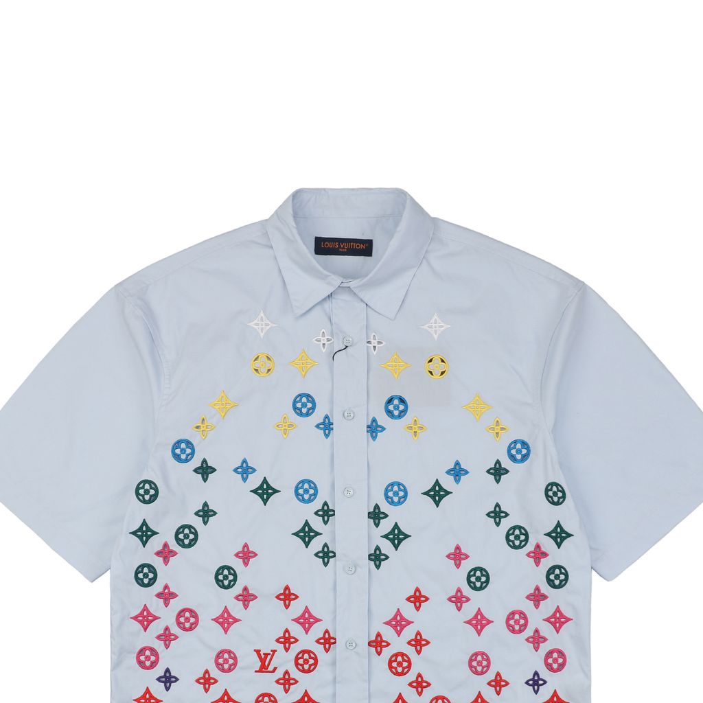 Cotton poplin openwork short sleeve shirt