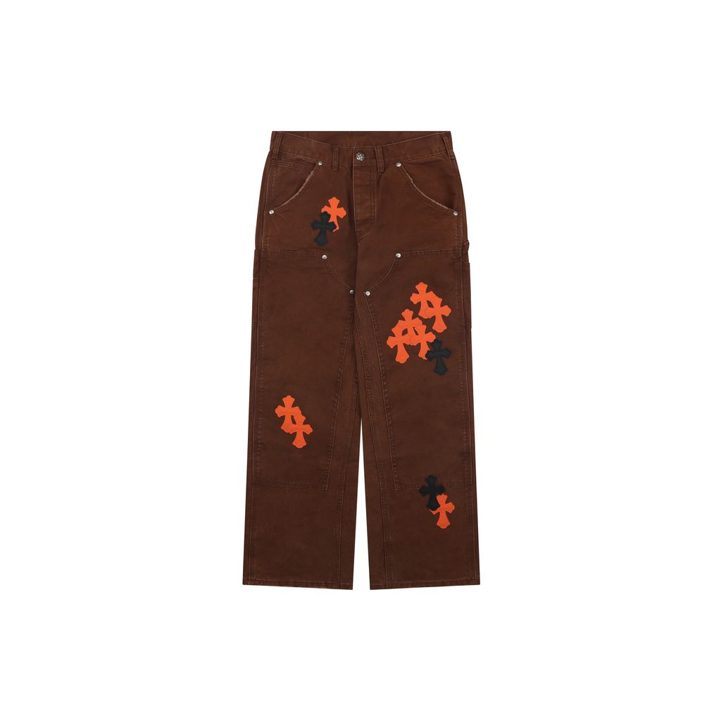 Chrome Hearts black brown cross patch jeans