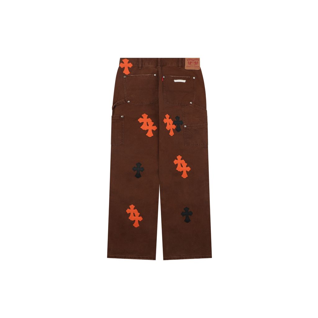 Chrome Hearts black brown cross patch jeans