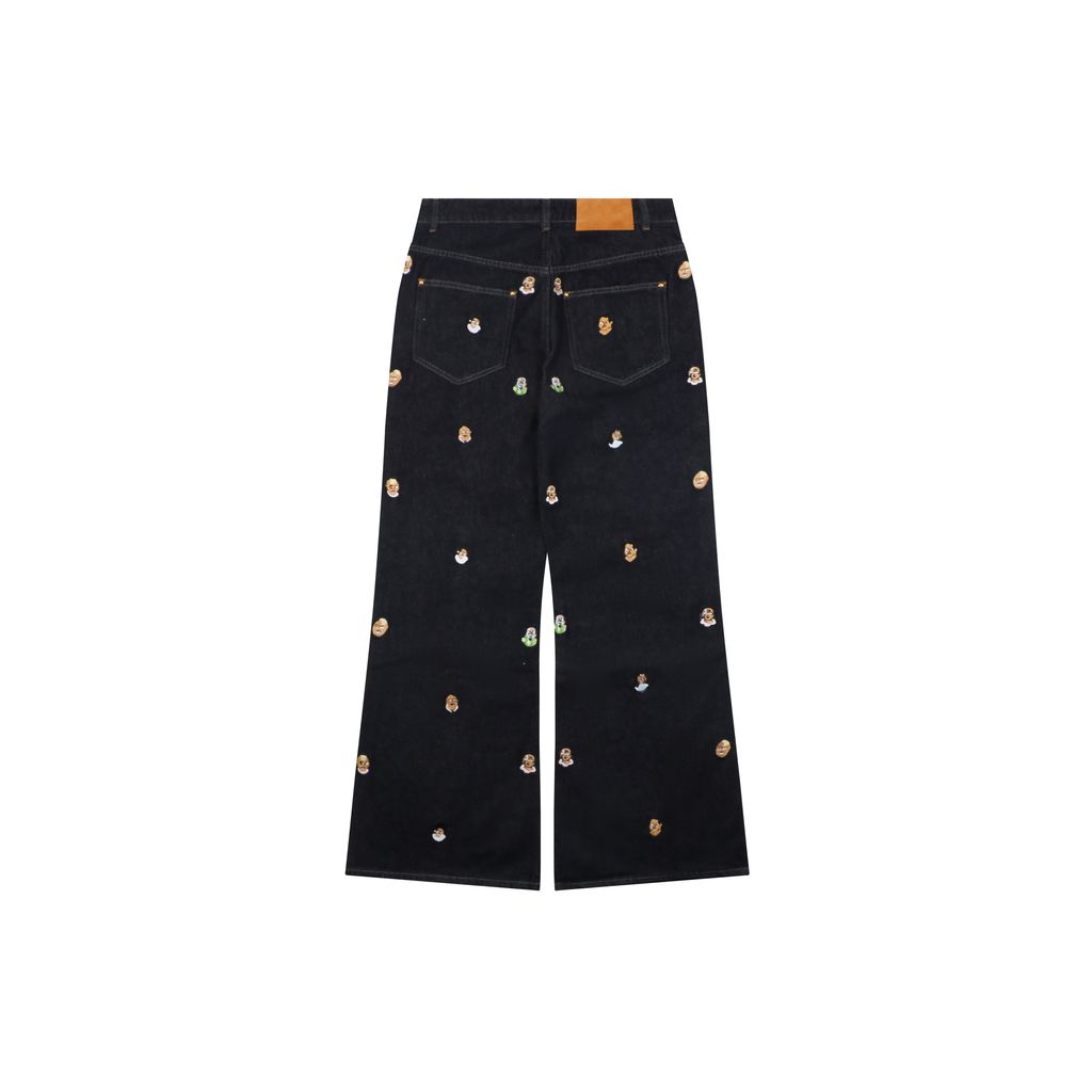 Louis Vuitton portrait embroidered denim jeans