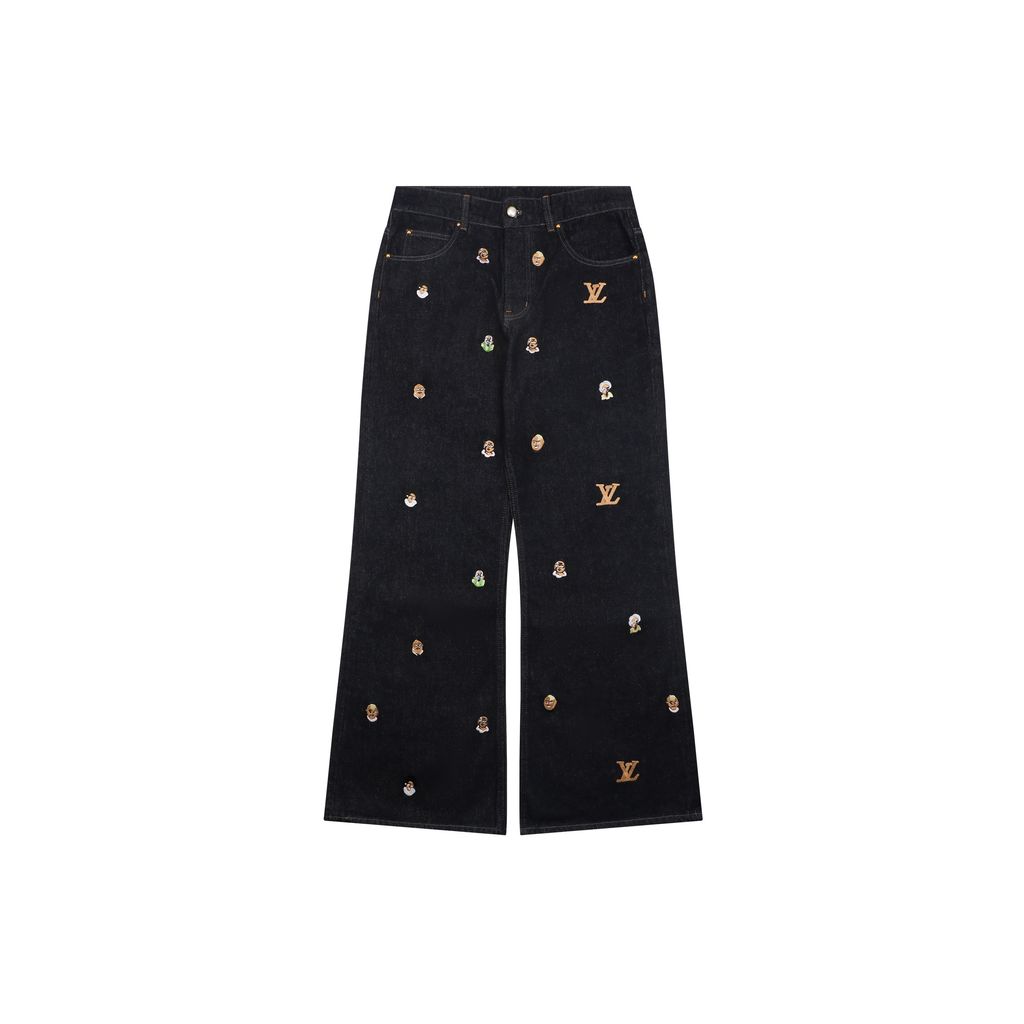Louis Vuitton portrait embroidered denim jeans