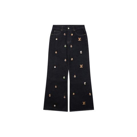 Louis Vuitton portrait embroidered denim jeans