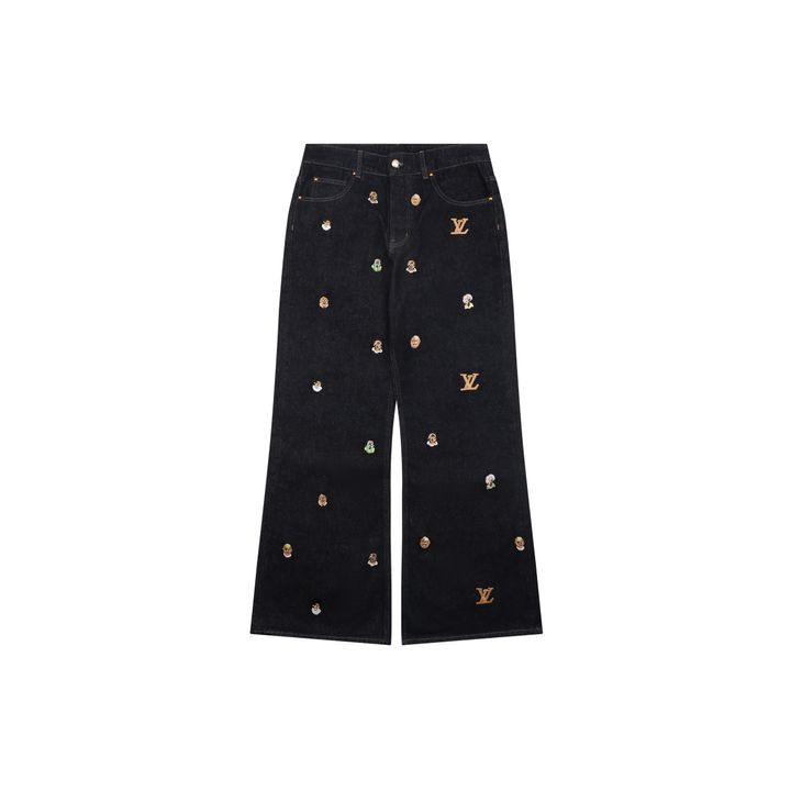 Louis Vuitton portrait embroidered denim jeans