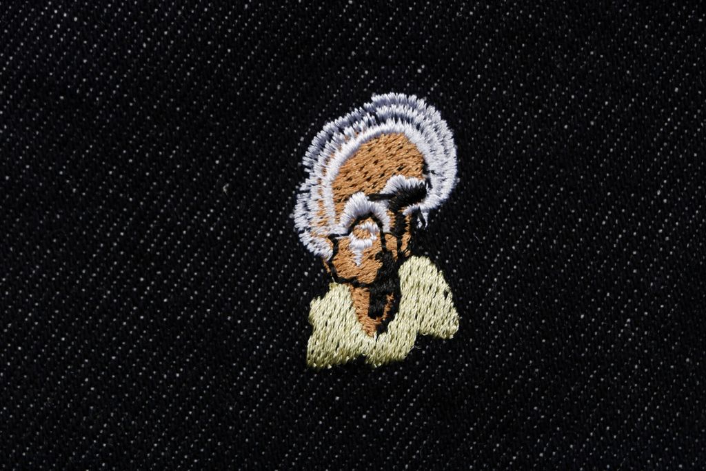 Mini character embroidered denim trousers