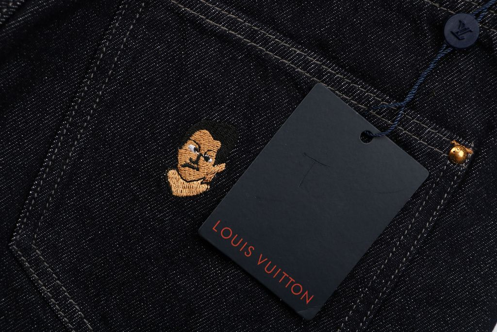 Mini character embroidered denim trousers