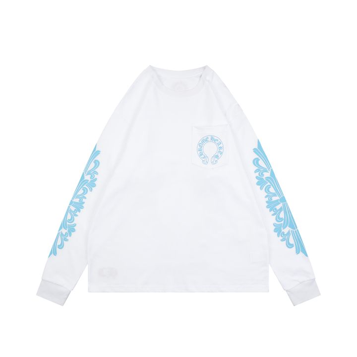 Chrome Hearts white blue cross sleeve shirt