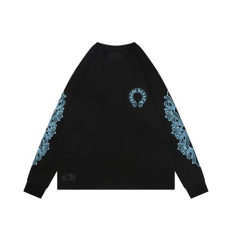 Chrome Hearts black blue cross sleeve shirt
