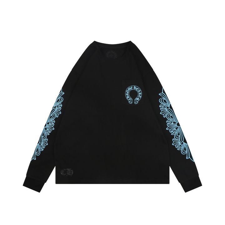 Chrome Hearts black blue cross sleeve shirt