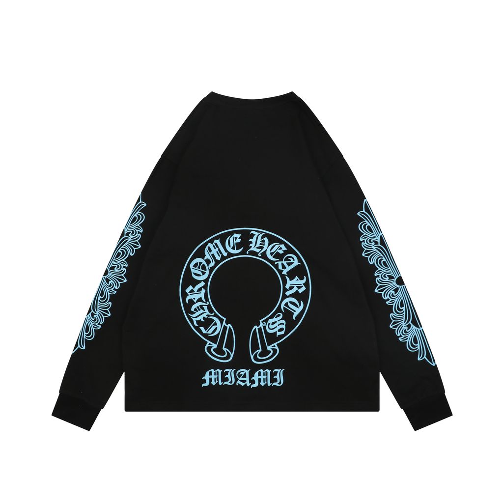 Chrome Hearts black blue cross sleeve shirt