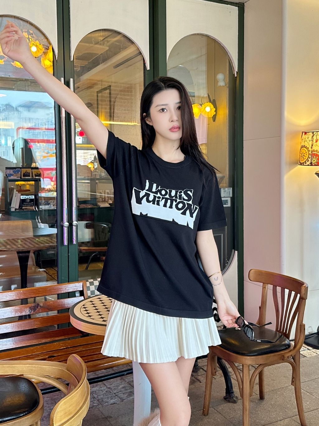 Unisex Monogram textured knit T-shirt