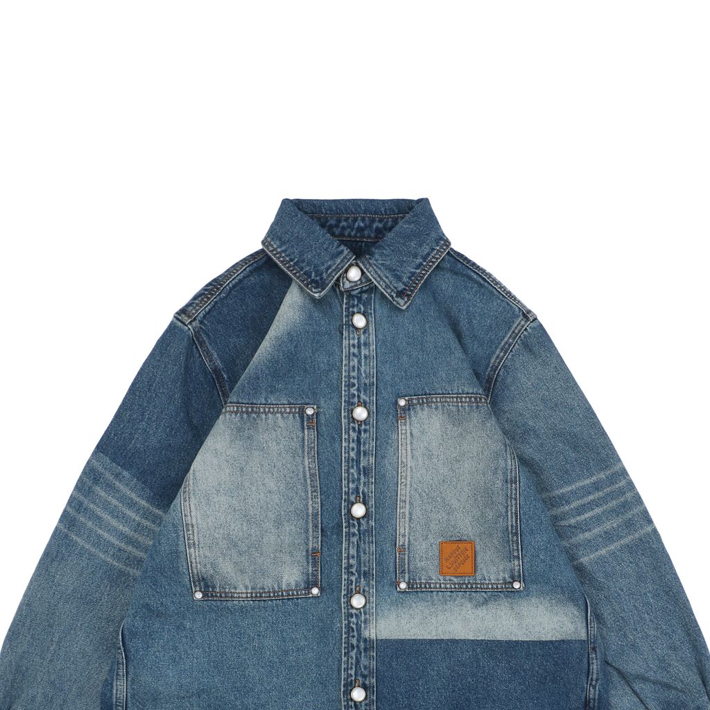Unisex faded denim trucker jacket