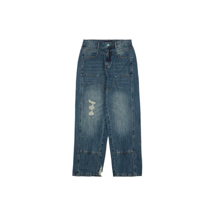 Louis Vuitton turquoise button washed jeans