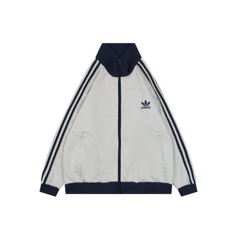 Adidas beige navy waffle track jacket