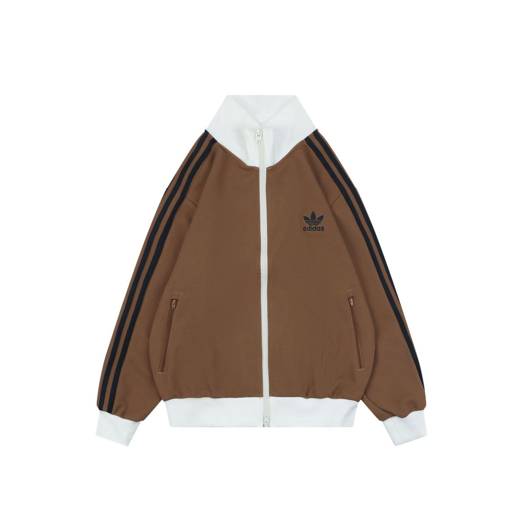 Adidas brown black white waffle track jacket