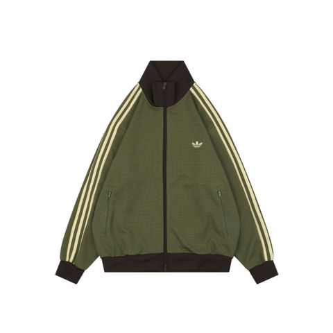 Adidas green yellow brown waffle track jacket