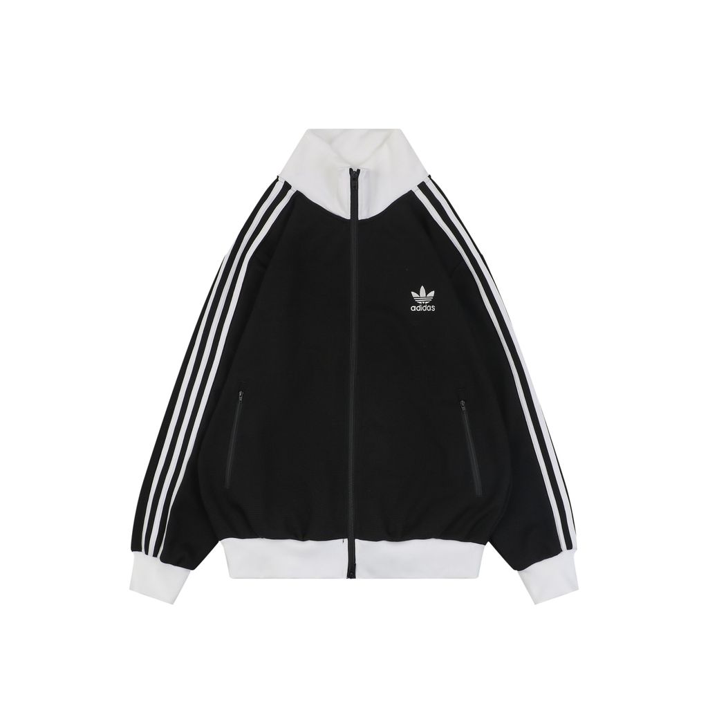Adidas black white waffle track jacket
