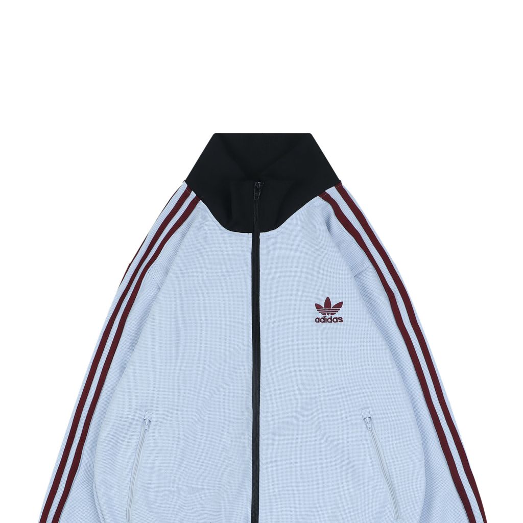 Trefoil embroidered high collar track jacket