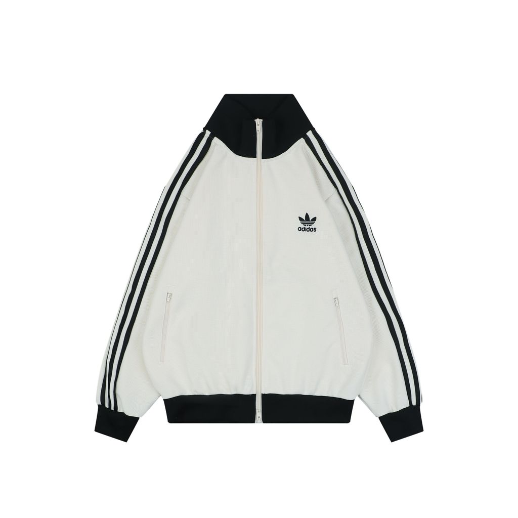 Adidas beige black waffle track jacket