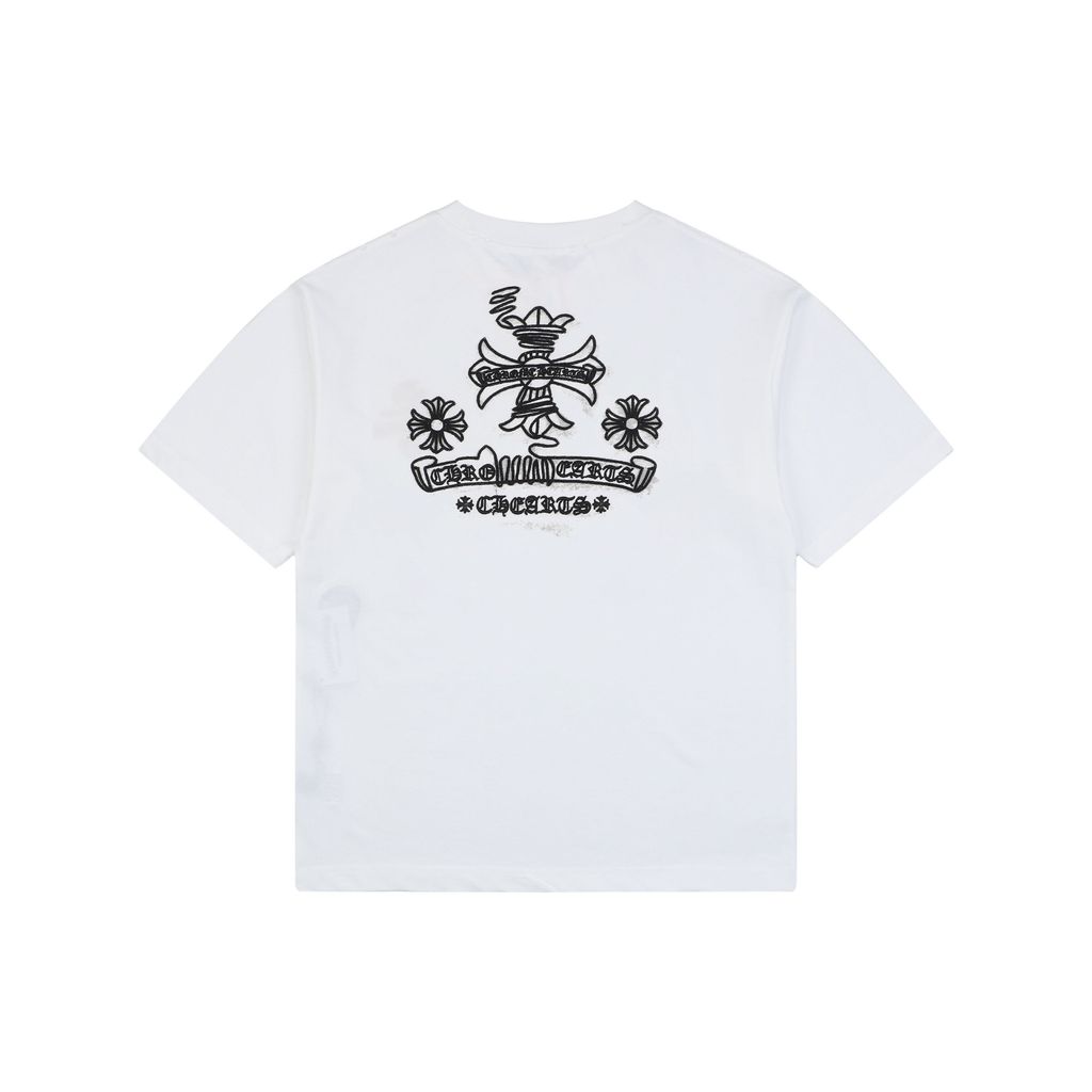 Chrome Hearts stitch cross embroidered T-shirt