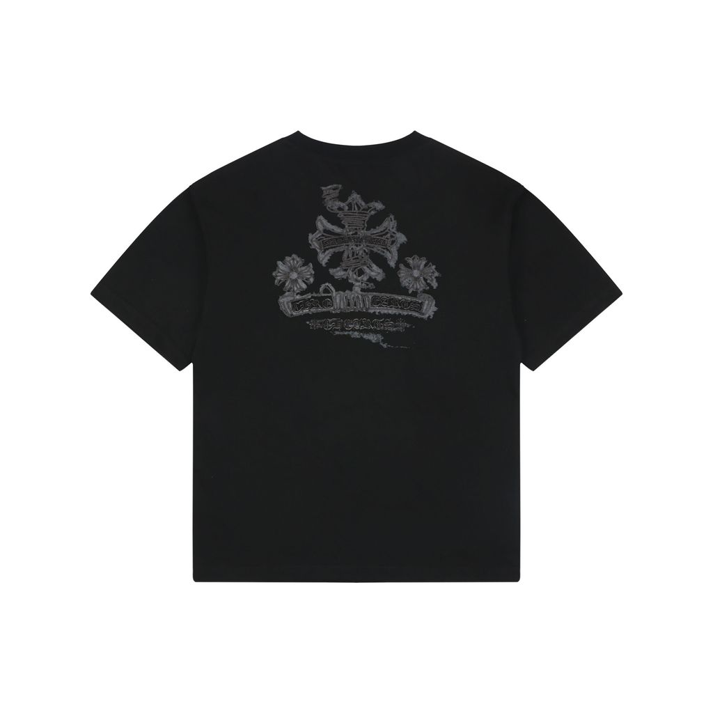 Chrome Hearts stitch cross embroidered T-shirt