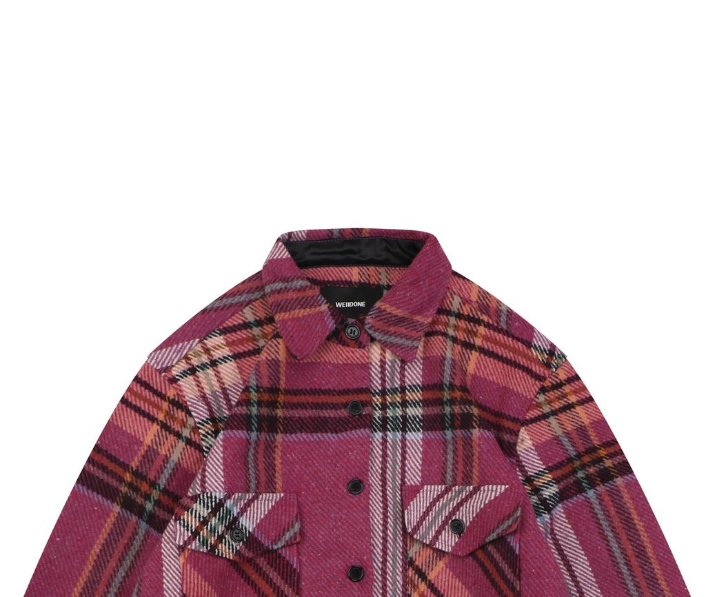 Pink check long sleeve shirt jacket