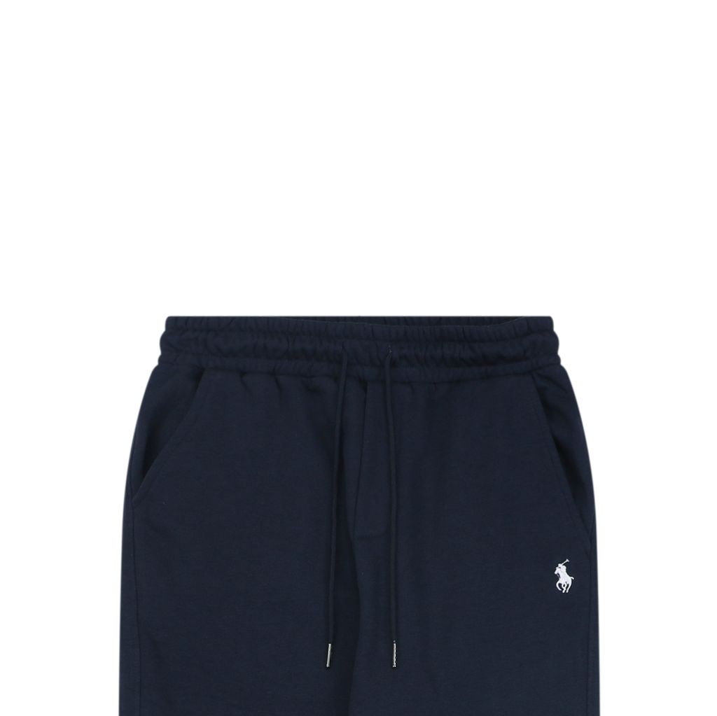 360g combed cotton relaxed navy trousers