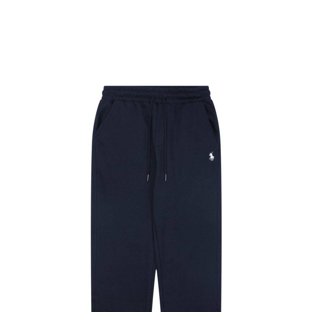 360g combed cotton relaxed navy trousers