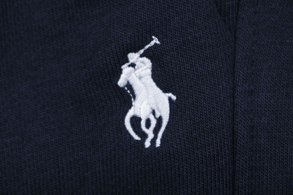 Navy Pony logo embroidered athleisure pants