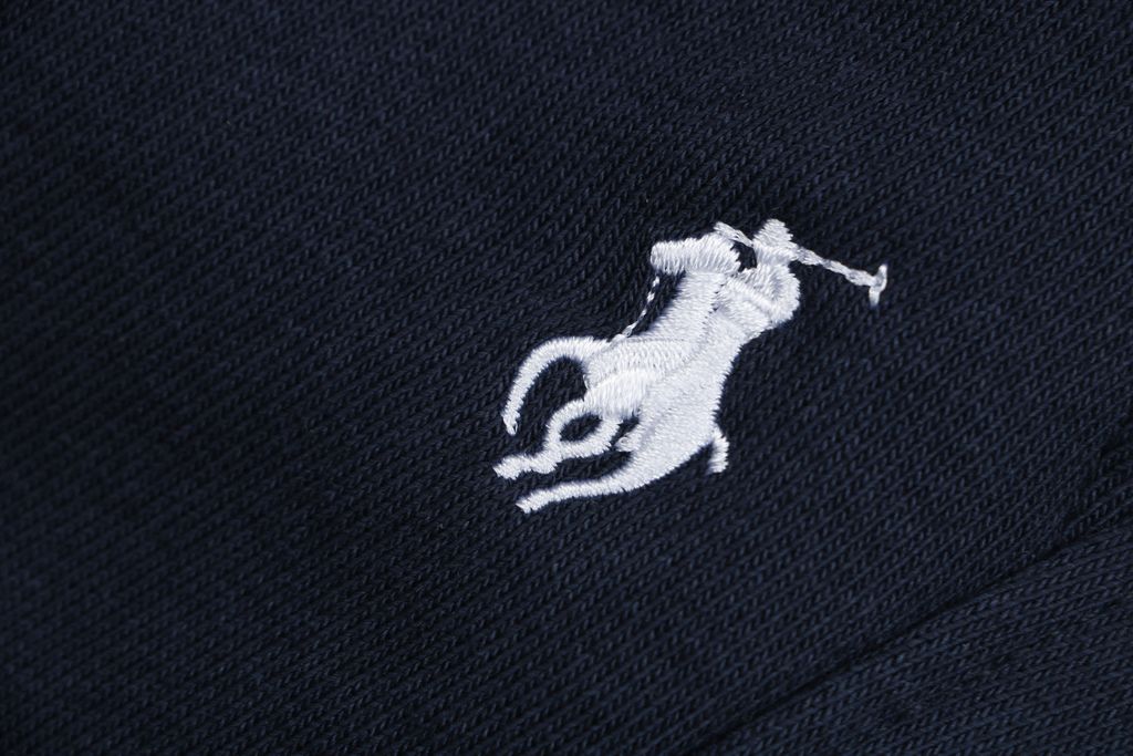 Navy Pony logo embroidered athleisure pants