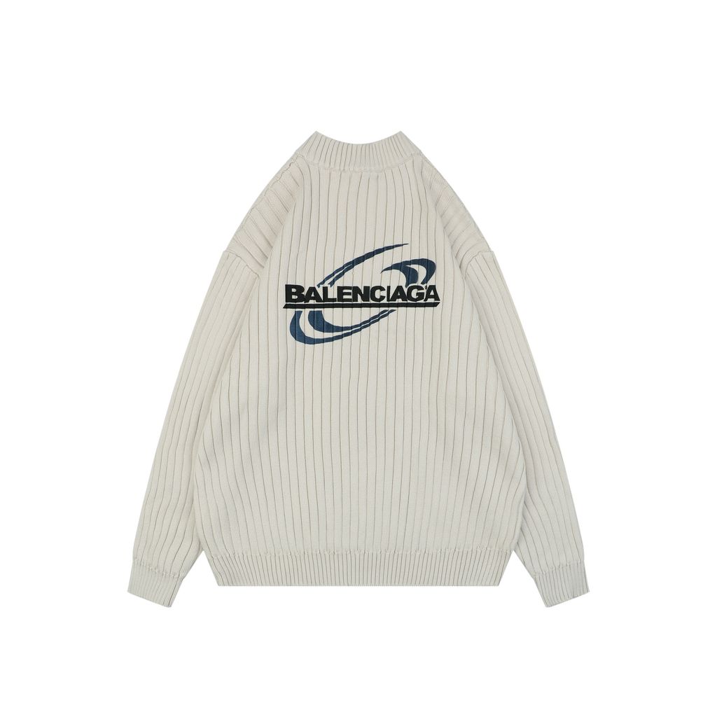 Balenciaga ribbed half zip stand collar sweater